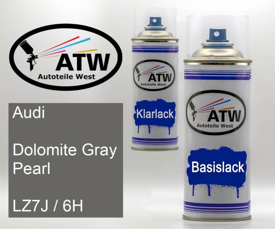 Audi, Dolomite Gray Pearl, LZ7J / 6H: 400ml Sprühdose + 400ml Klarlack - Set, von ATW Autoteile West.